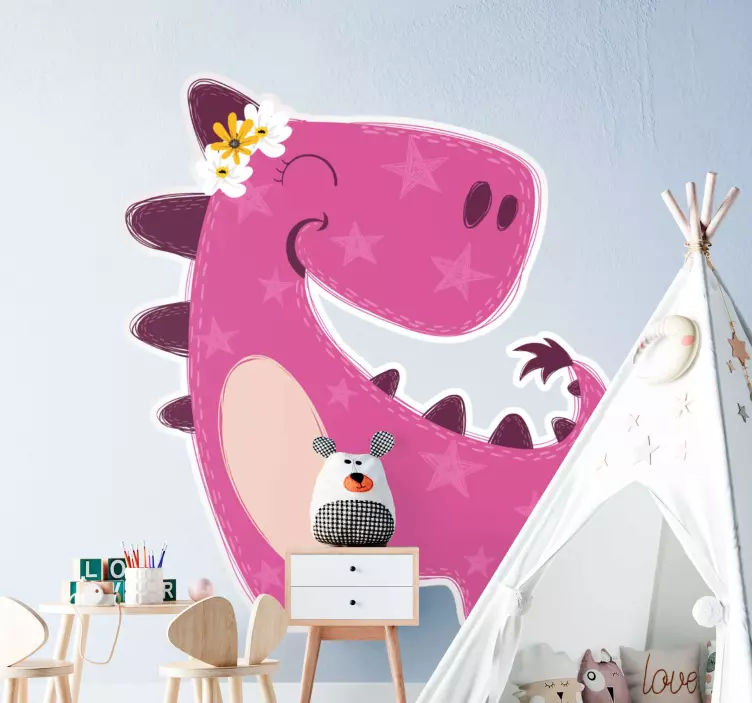 Dinosaur girl dinosaur wall sticker - TenStickers