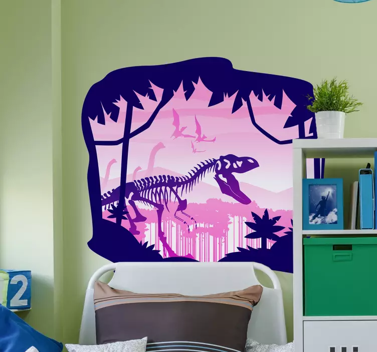 Dinosaur Skeleton Scene dragon wall sticker - TenStickers