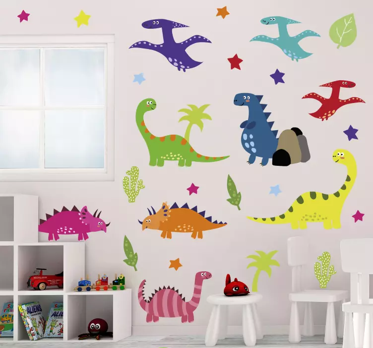 Dinosaur wall sticker vibrant dinosaur figures - TenStickers