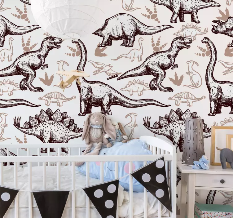 Dinosaurs illustration Wall Mural sticker - TenStickers