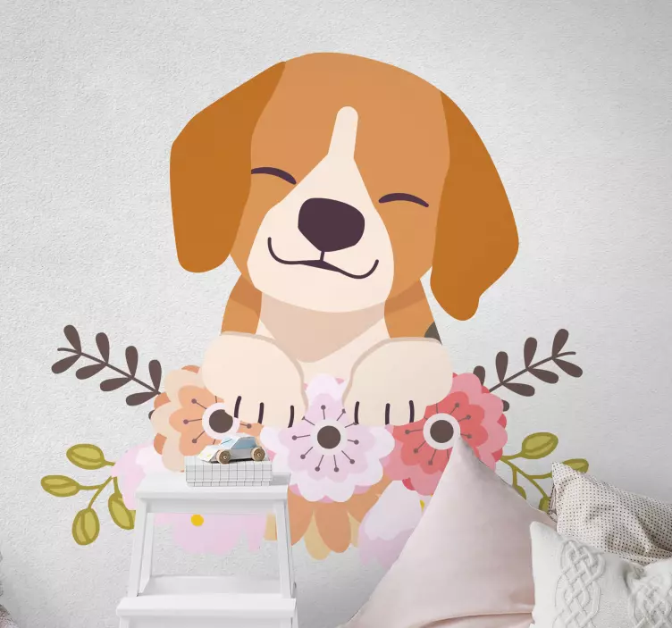 Dog Beagle lying cat sticker - TenStickers