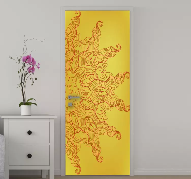 Door sticker radiant sunburst design - TenStickers