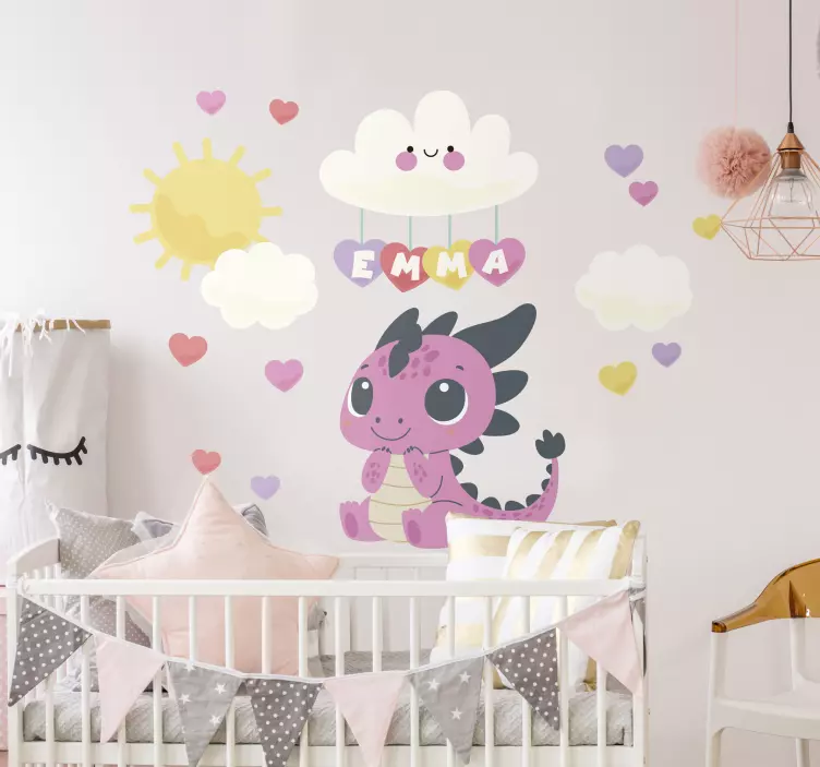 Dragon and clouds sticker illustration - TenStickers