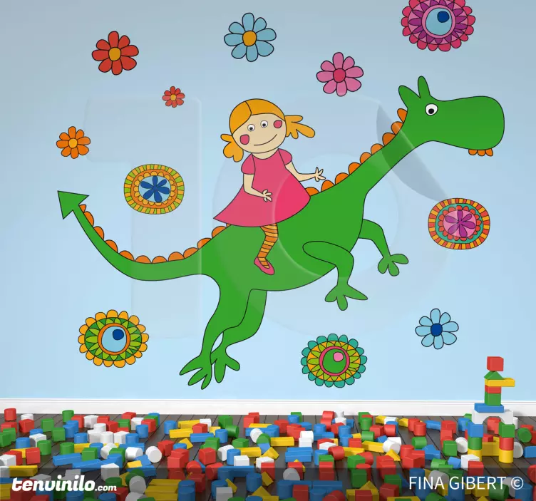 Dragon and Flowers Wall Stickers - TenStickers