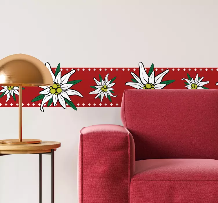 Edelweiss meadow wall border decal - TenStickers