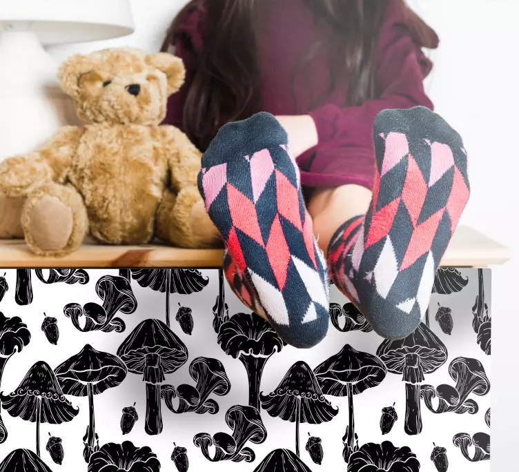 Elegant black mushroom pattern furniture decal - TenStickers