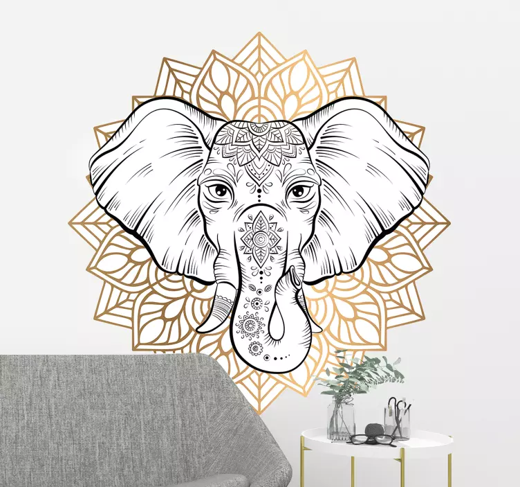 Elegant Elephant Mandala decoration wall sticker - TenStickers