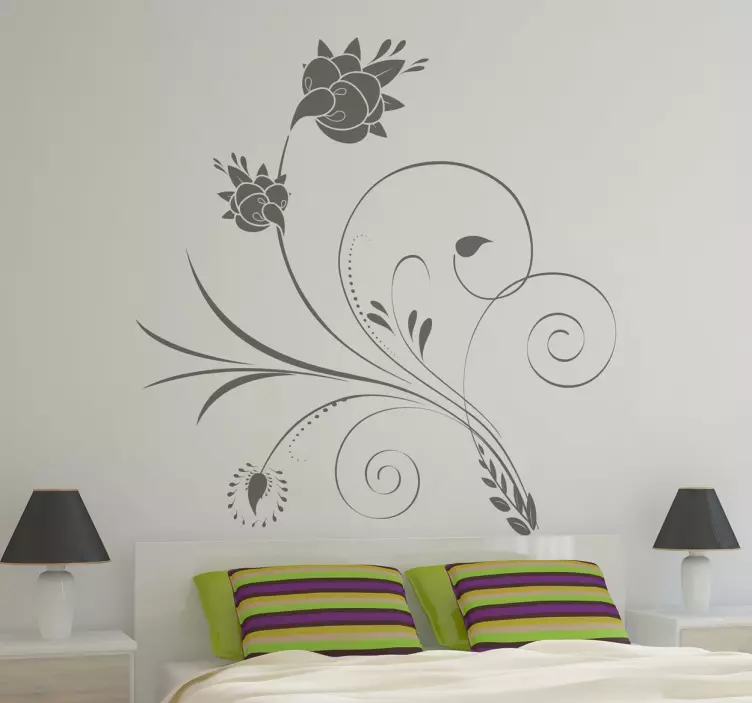 Elegant Floral Curl Decal - TenStickers