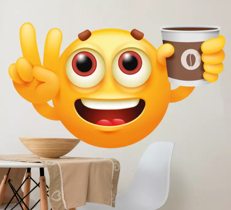 Emoji drinking coffee wall sticker - TenStickers