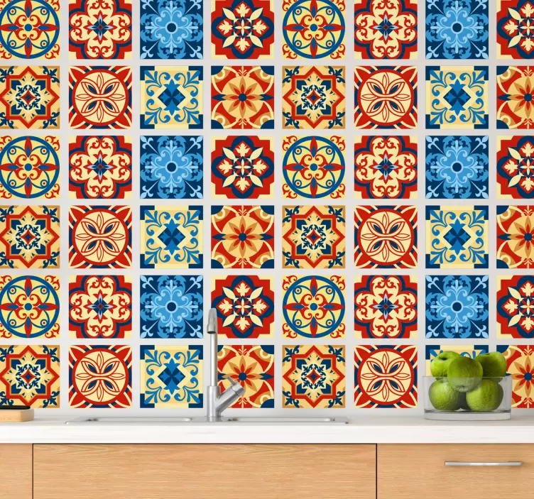 Eraldo colored pattern tiles tile sticker - TenStickers
