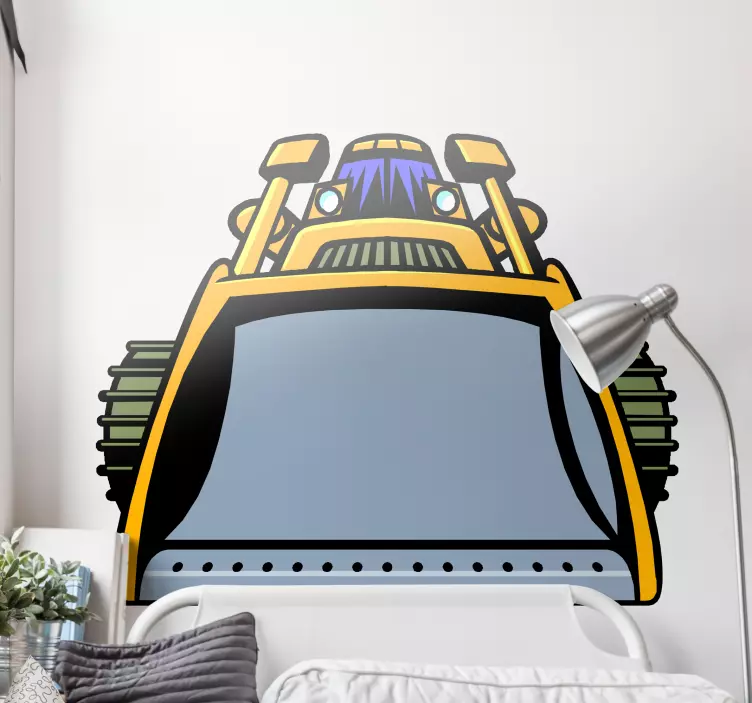 Excavator  front grey and yellow toy kid sticker - TenStickers