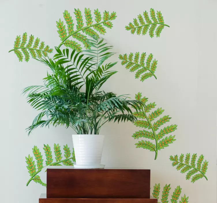 Fern leaf set plant wall sticker - TenStickers