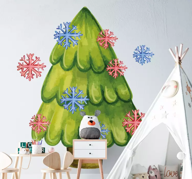 Christmas sticker festive green tree - TenStickers