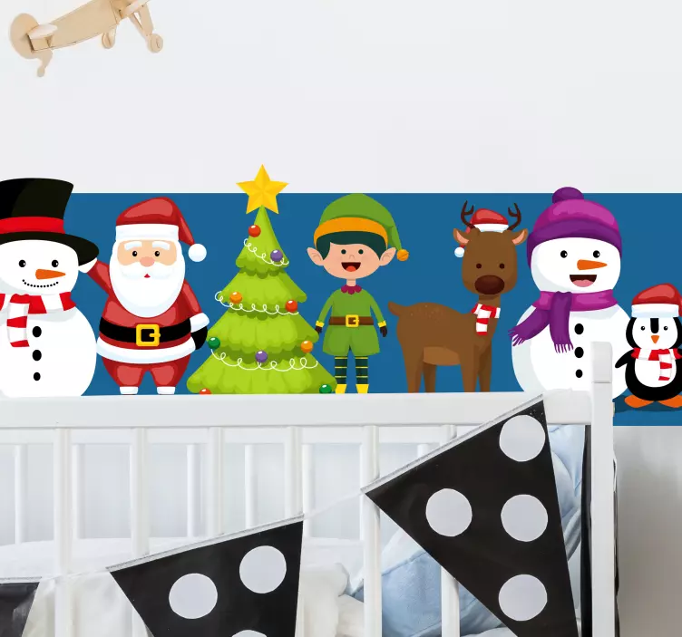 Festive Holiday Characters wall border sticker - TenStickers
