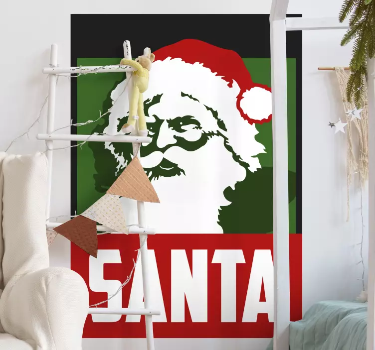 Festive Santa Illustration holiday sticker - TenStickers