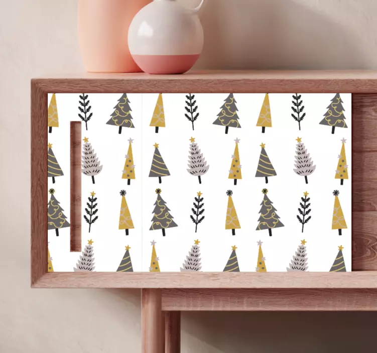 Festive Tree Patterns Christmas sticker - TenStickers