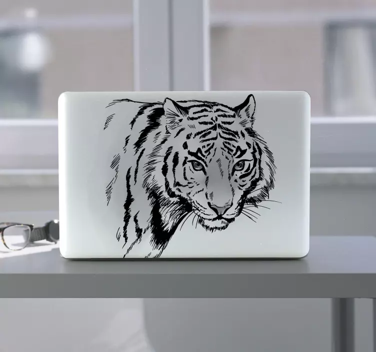 Fierce Tiger Portrait laptop sticker - TenStickers