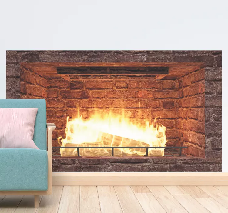 Fireplace image 3D Sticker - TenStickers