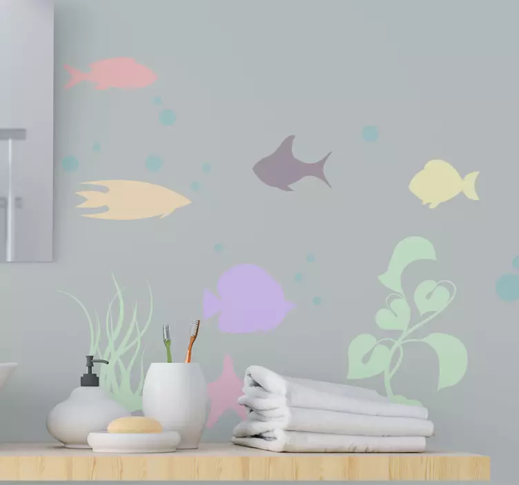 Fish sticker underwater life scene sticker - TenStickers