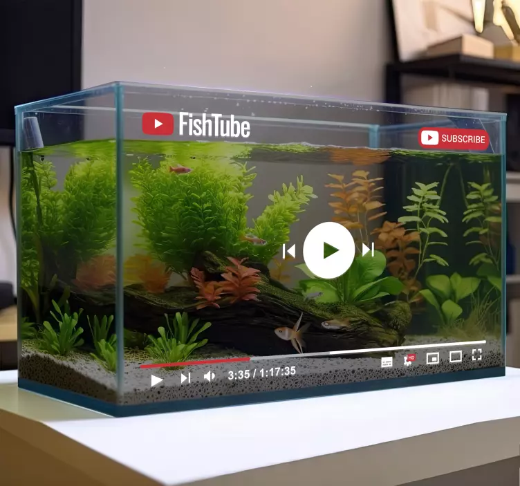 Fish tank player fish sticker - TenStickers