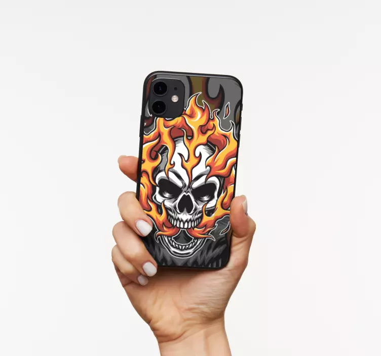 Flaming Skull Artwork iPhone sticker - TenStickers