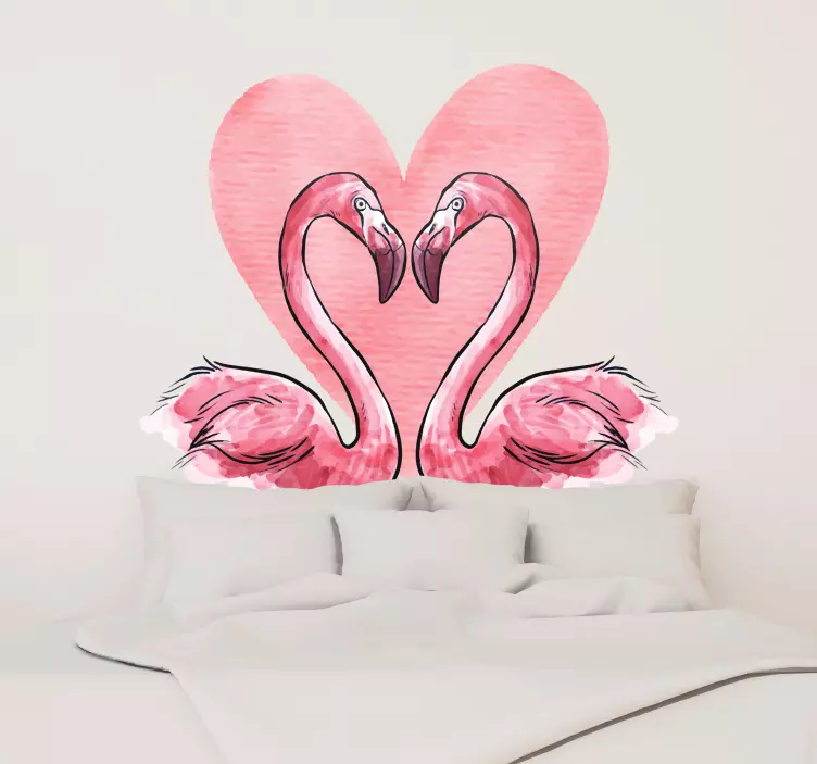 Flamingo Heart Wall Sticker - TenStickers