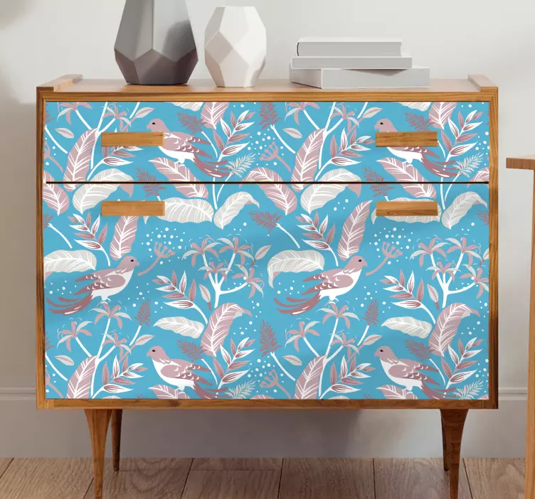 Floral Bird Pattern furniture sticker - TenStickers