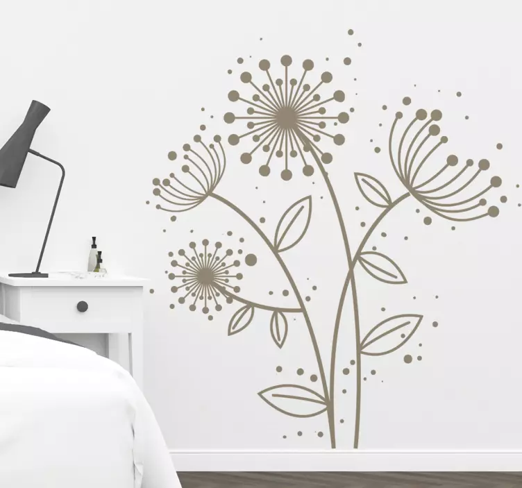 Floral dandelion plant wall decal - TenStickers