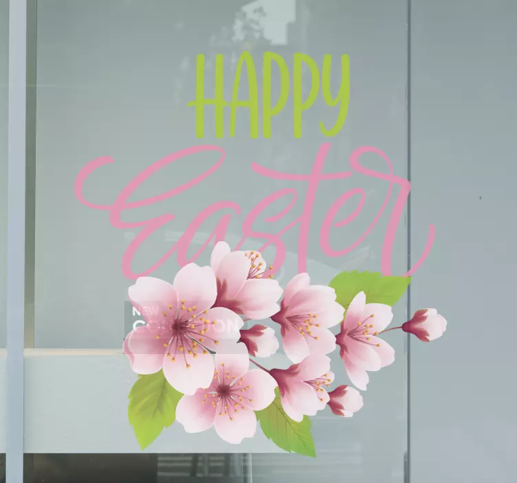 Floral Happy Easter window decal - TenStickers
