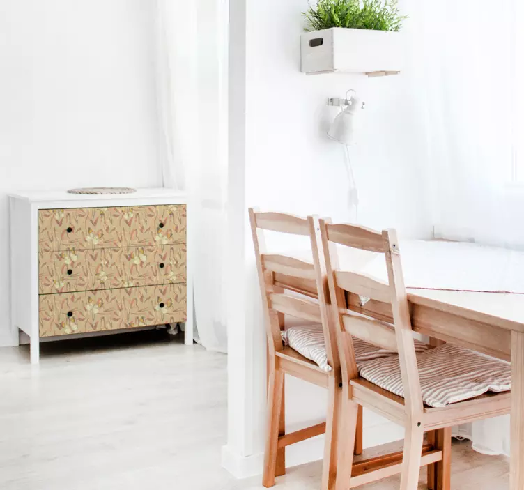 Autumn flores pattern furniture sticker - TenStickers