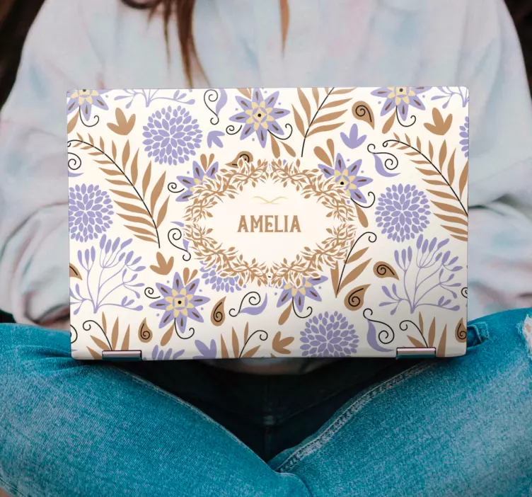Floral Personalized Cover laptop skin - TenStickers