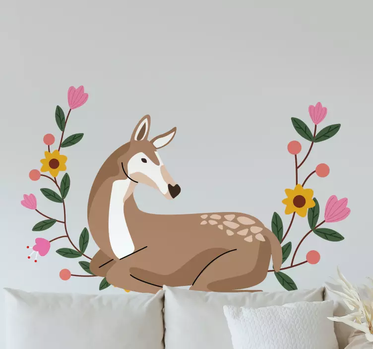Floral stag animal wall sticker - TenStickers