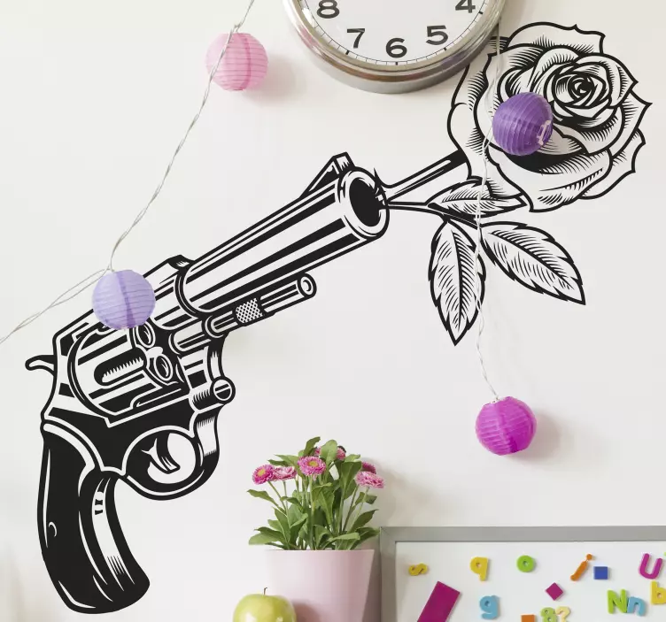 Flower and Firearm Fusion decoration wall sticker - TenStickers