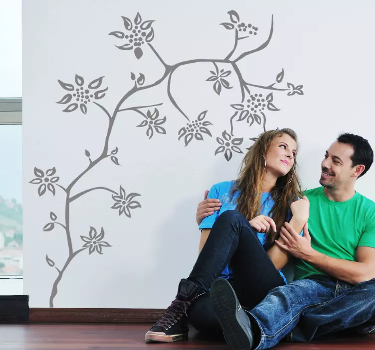 Flower Stem Tree Wall Sticker - TenStickers