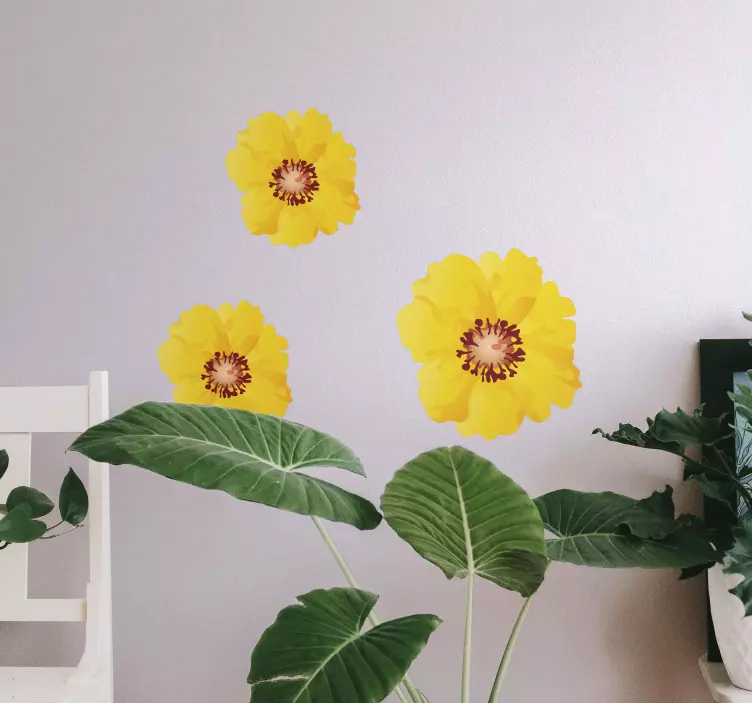 Flower wall sticker vibrant yellow blooms - TenStickers