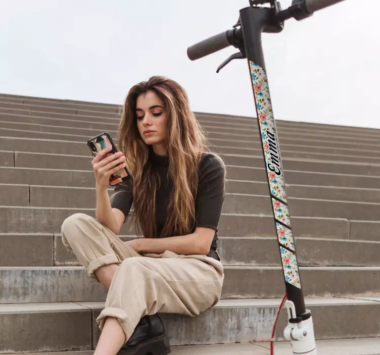 Flower with name scooter sticker - TenStickers