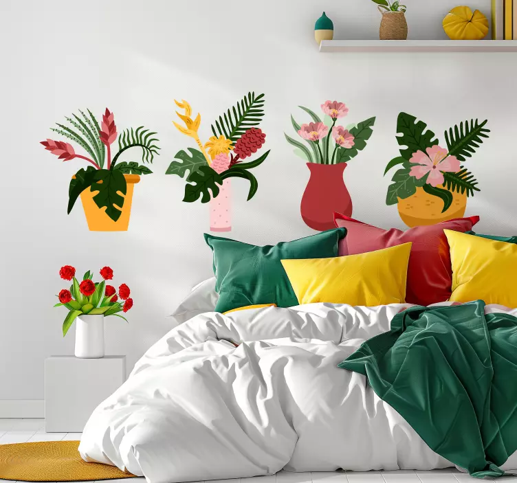 Flowerpots wall stickers for bedroom - TenStickers