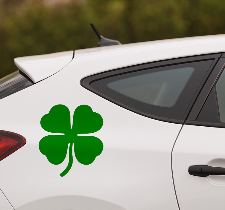 Car sticker monocolour lucky clover design - TenStickers