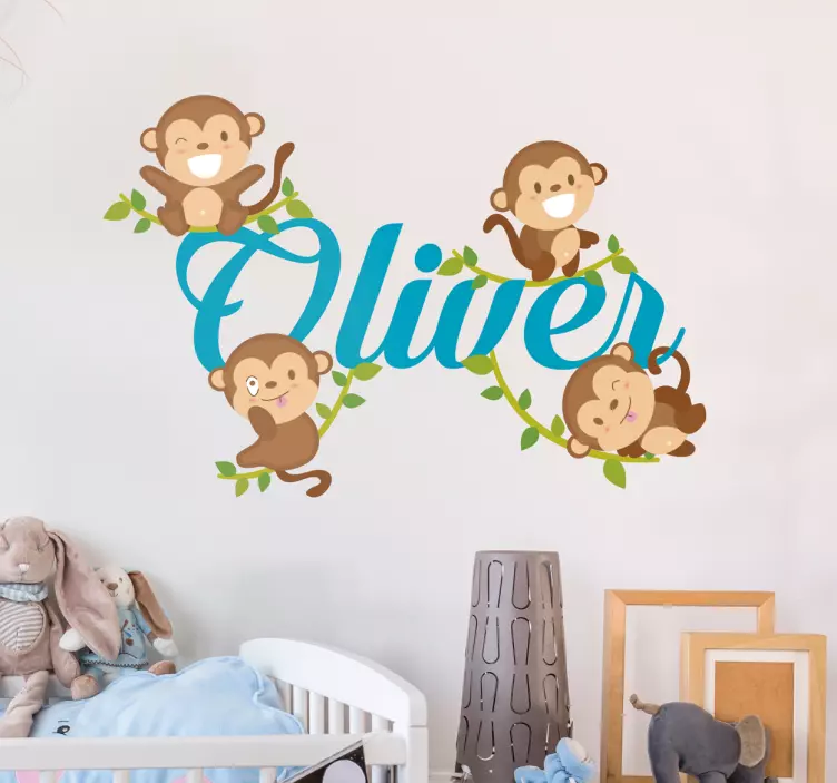 Four funny monkeys sticker children's room - TenStickers
