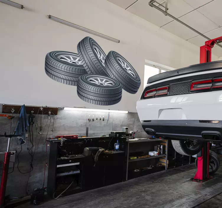 Four Tyres Car Wall Sticker - TenStickers