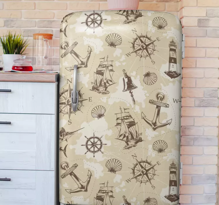 Fridge sticker with nautical themed design - TenStickers
