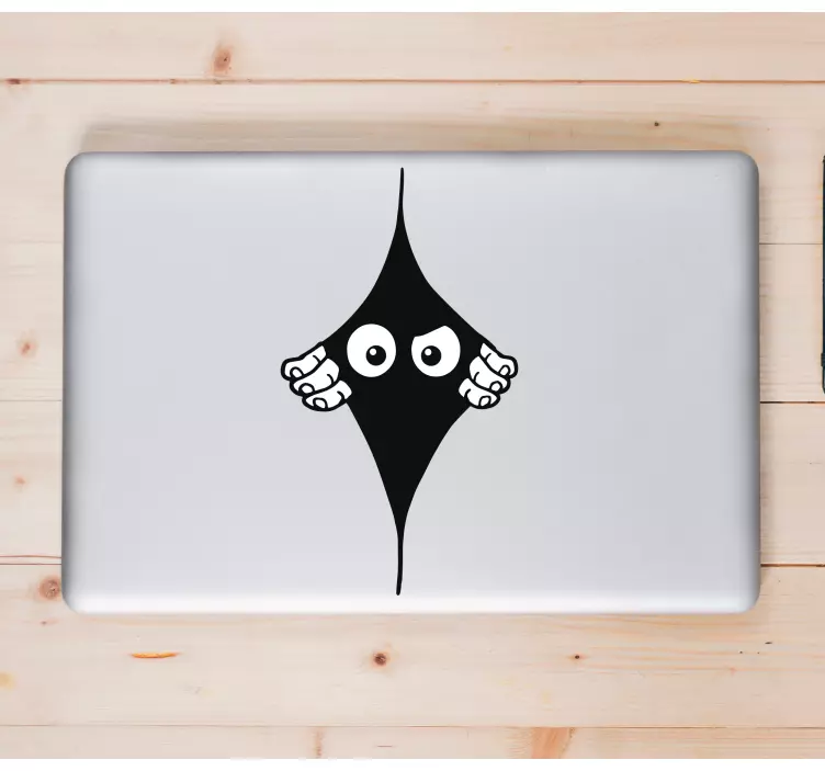 Funny monocolor peeking eyes laptop skin - TenStickers