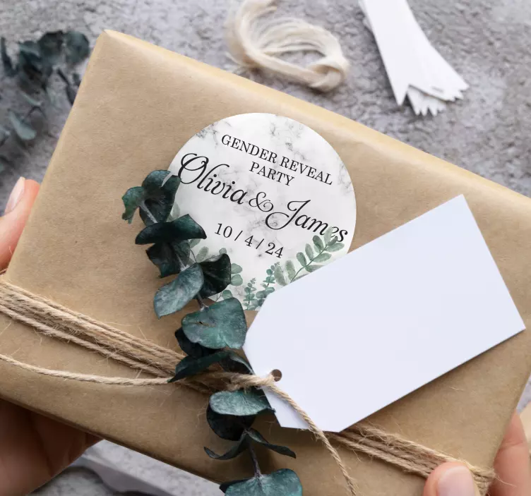 Gender reveal party marble custom sticker - TenStickers