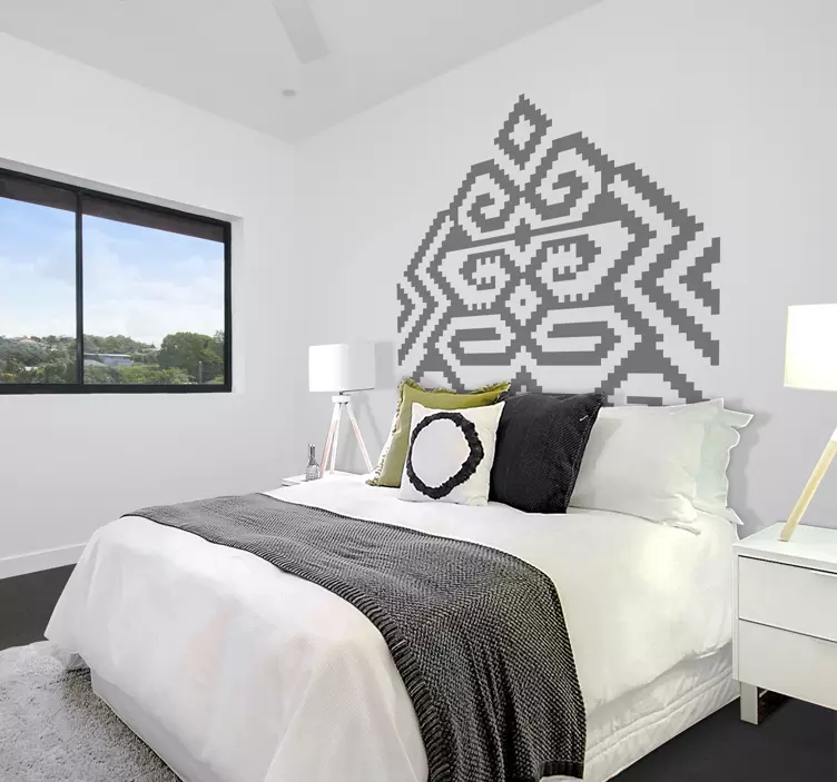 Geometric pattern motif headboard wall sticker - TenStickers