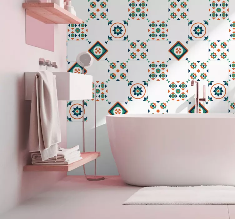 Geometric vibes tile sticker - TenStickers