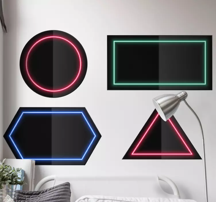Geometric wall sticker with neon shaped designs - TenStickers