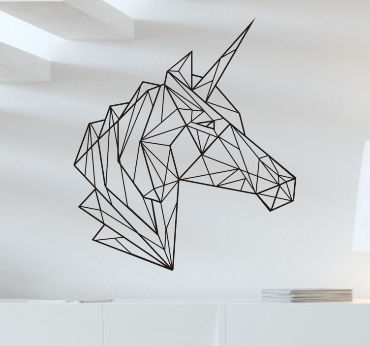 Origami unicorn wall art sticker - TenStickers