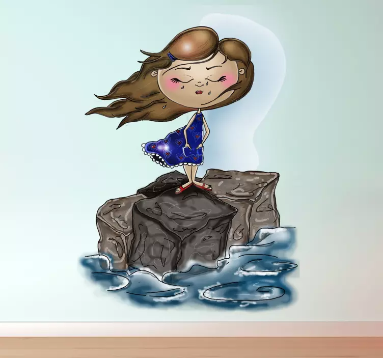 Girl on Rock kid's sticker - TenStickers