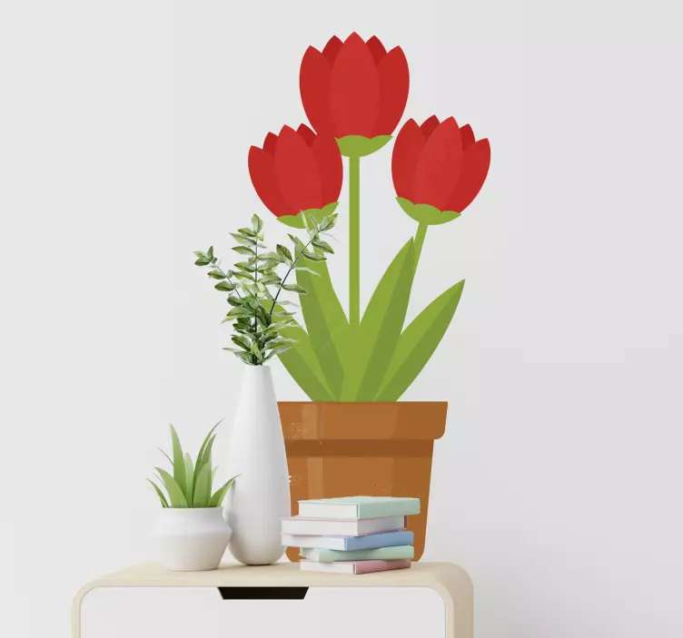 Glass of red flowers flower wall sticker - TenStickers