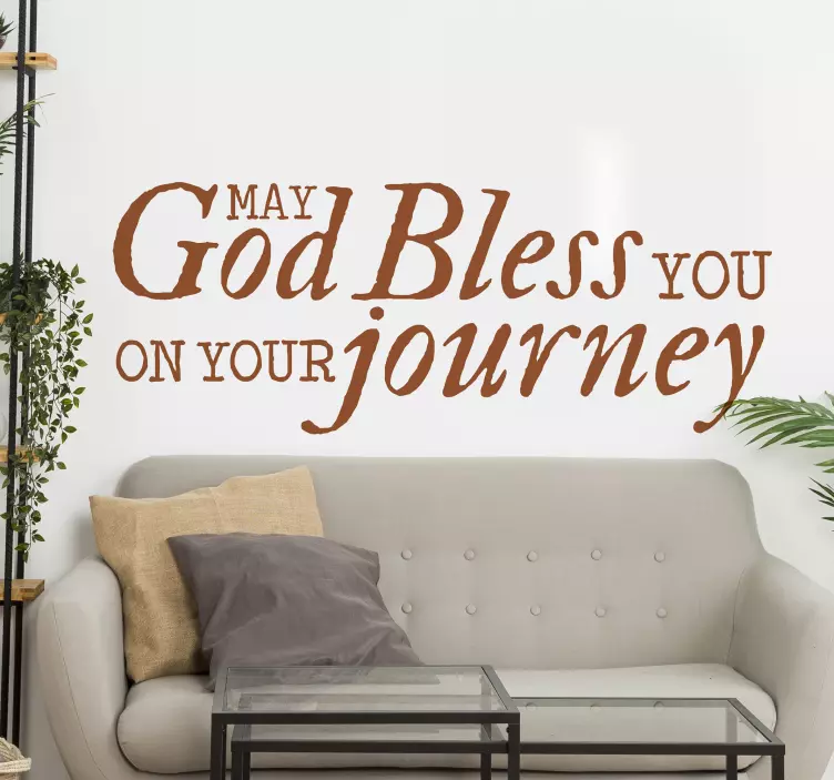 God Bless You on your journey text sticker - TenStickers